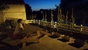 Outdoor dining - Gîte La Salamandre: private terrace, garden, air conditioning, Cher view, 2 bedrooms (Savonnières)