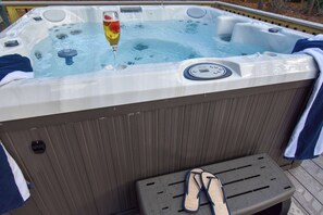 Outdoor spa tub - Bass River Retreat with Pool, Hot Tub, and Game Room! (Yarmouth)