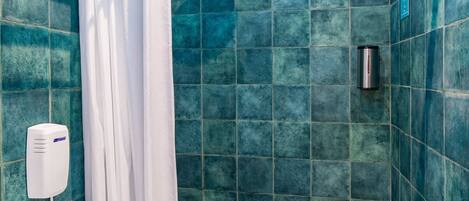 Shower, soap, toilet paper