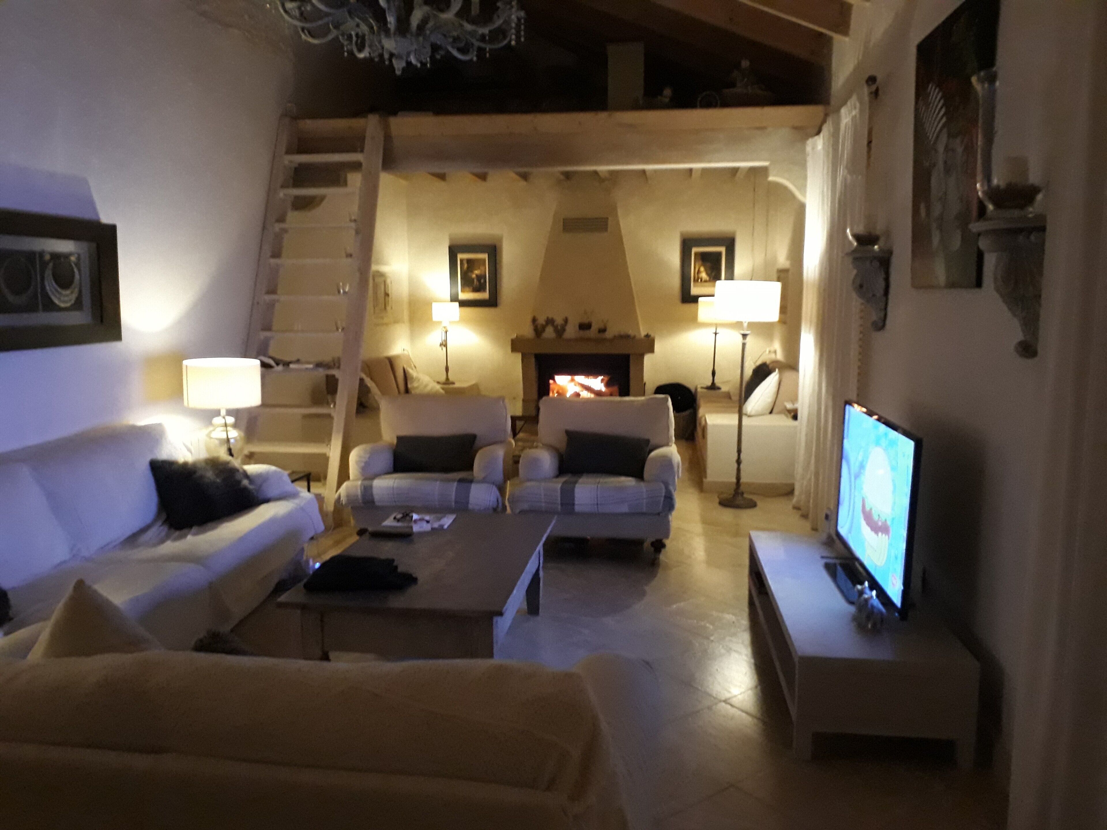TV, fireplace, ping pong