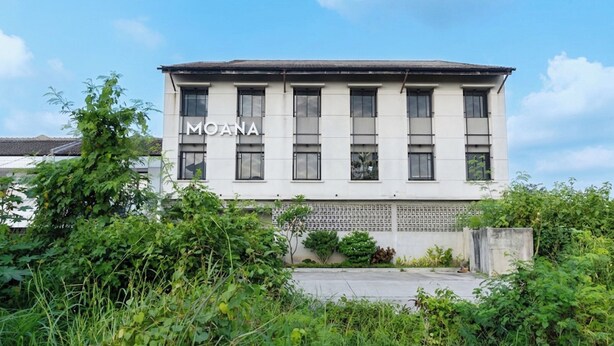 A two-story building with the name 'MOANA' on the facade, surrounded by greenery. - Colletion O near Living Plaza Cirebon fo (West Cirebon)