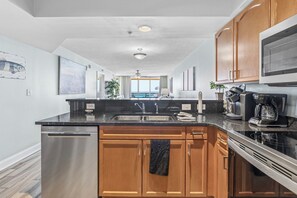 Fridge, microwave, oven, stovetop - Luxury 3BR Oceanfront Penthouse w/ Lazy River (N Myrtle Beach)