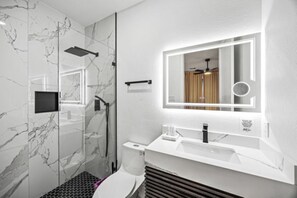 Shower, hair dryer, towels, soap - Lovely studio with AC in peaceful Houston neighborhood. (Houston)