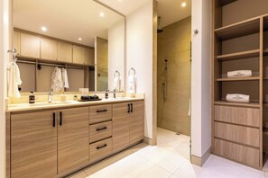 Shower, hair dryer, towels, shampoo - Stunning Ocean/Arch View - 2 King Suites (Cabo San Lucas)