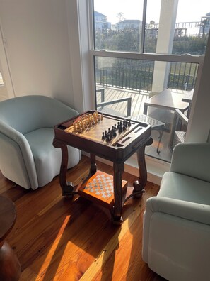 Games room - Luxury home HEATED pool and spa overlooking the Bay, 1 mile from the Beach. (Pass Christian)