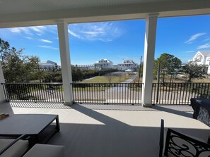 Terrace/patio - Luxury home HEATED pool and spa overlooking the Bay, 1 mile from the Beach. (Pass Christian)