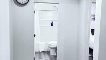 Towels, soap, shampoo, toilet paper