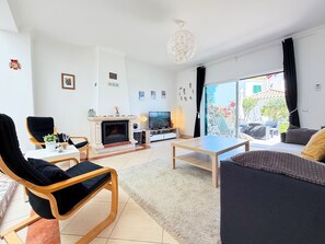 TV, fireplace - House w/ Pool - 5min Walk to Alemães Beach by BeCherish (Albufeira)