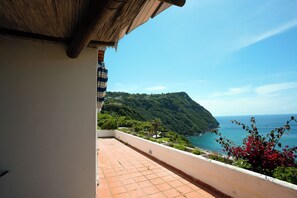 A balcony with a view of the sea and a mountainous landscape. - Villa La Pigrizia (Forio)