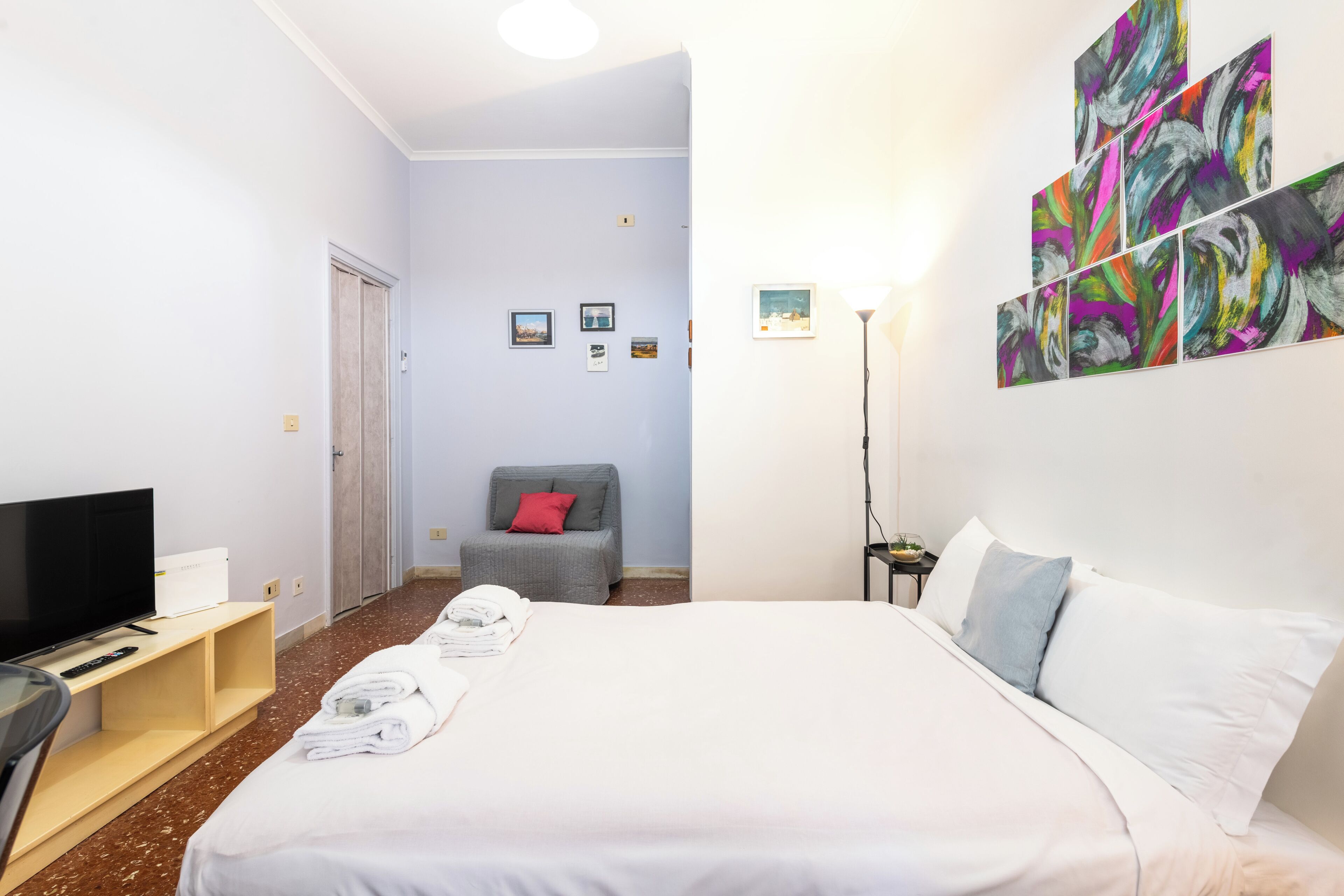 Departamento (1 Bedroom) | 1 habitación, tabla de planchar con plancha y ropa de cama 