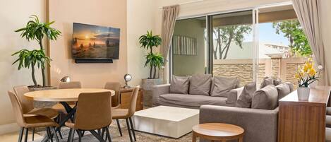 Villa (3 Bedrooms) | Living area | 50-inch TV with cable channels