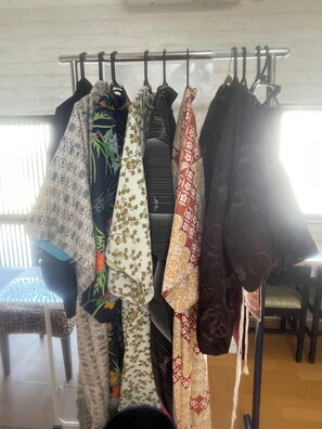 A clothing rack with various garments hanging. - 1 building for rent] 1 minute from a large supermarket! Secret base of warehouse renovation / Max. 9 people, Free P included / Play around with local Takayama area (高山市)
