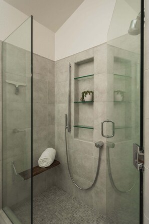 Shower, hair dryer, towels - Designer Mesa Escape with Stunning Ocean Views (Santa Barbara)