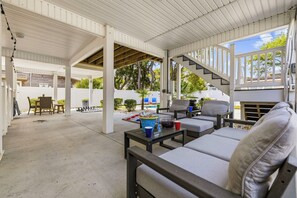 Terrace/patio - Coastal Clubhouse - Pet-Friendly 4BR w/ Private Pool (Walk to Beach!) (North Myrtle Beach)