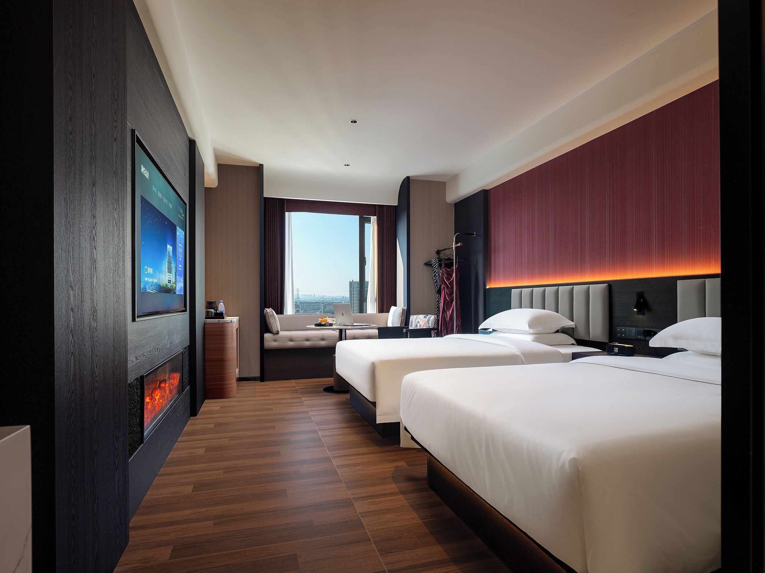 Kamar Twin Mewah, pemandangan kota | Seprai katun Mesir, seprai premium, dan bantalan ekstra lembut