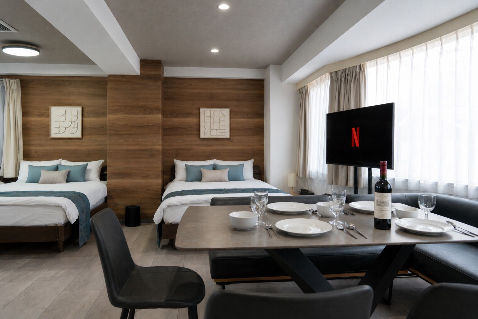 Deluxe appartement, 1 slaapkamer, uitzicht op de stad | Verduisterende gordijnen, gratis wifi, beddengoed