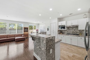 Fridge, microwave, stovetop