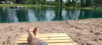 Private beach for parties, pavilion on the site, plenty of parking, porta potty