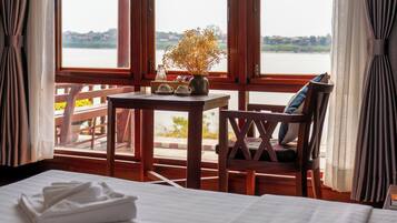 Deluxe Double Room, Balcony, River View | Desk, laptop workspace, blackout curtains, soundproofing