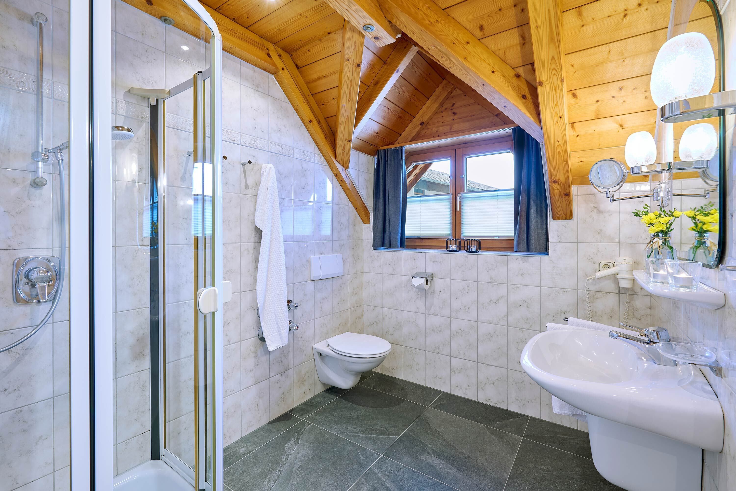 Dusche, Haartrockner, Handtücher