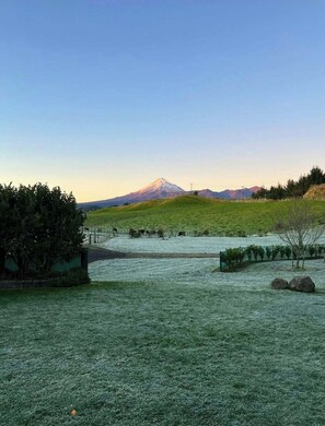 A grassy field with a mountain in the background. - Rural Stay - Guest house surrounded by rolling farmland, a home away from home. (Omata)