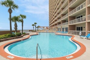 Outdoor pool, a heated pool - Beachfront Unit 2304 – Family-Friendly, Oceanfront with Pool and Beach Access (Panama City)