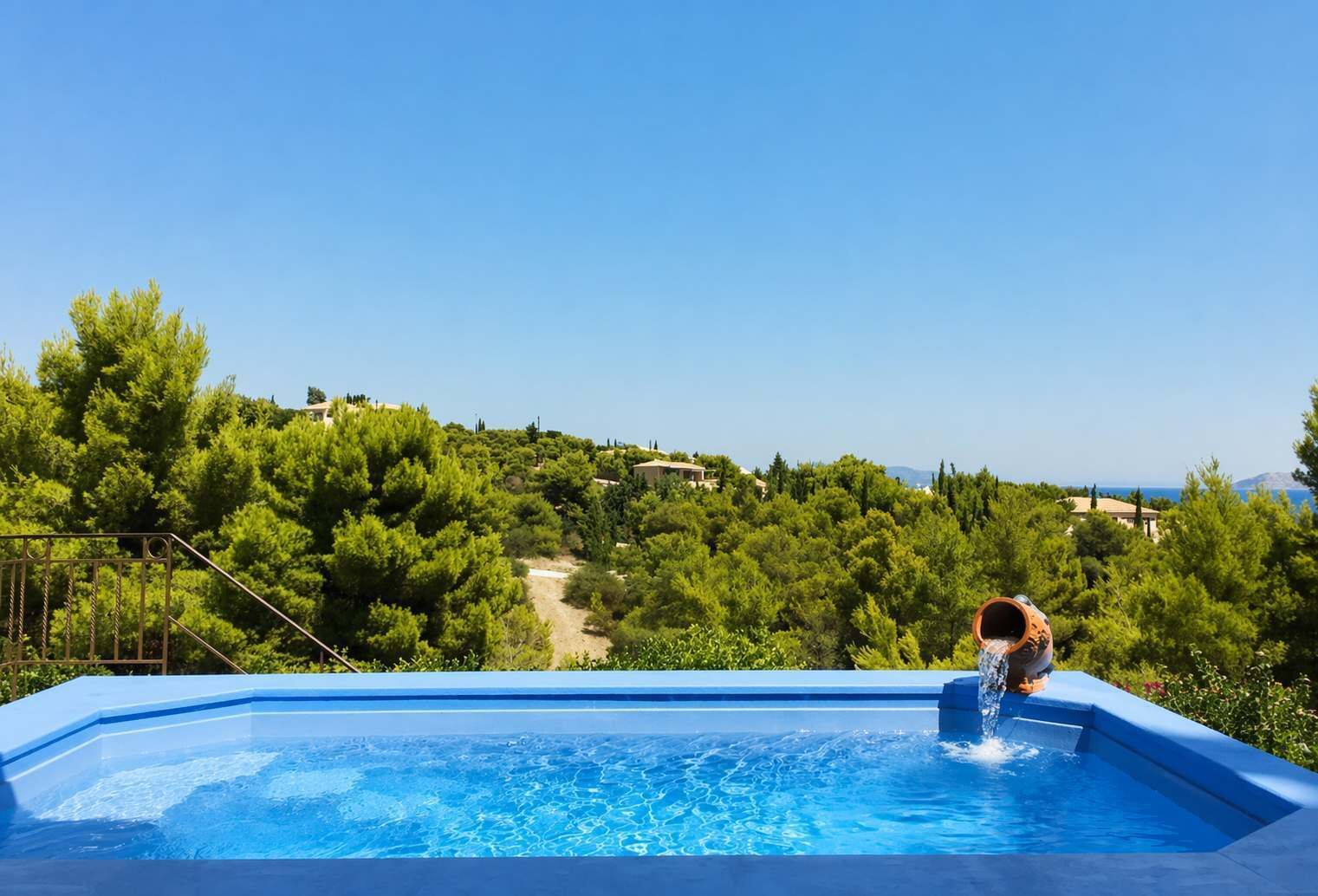 Private Swimming Pool with Panoramic Views over the Lush Green Countryside