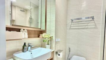 Free toiletries, hair dryer, slippers, towels