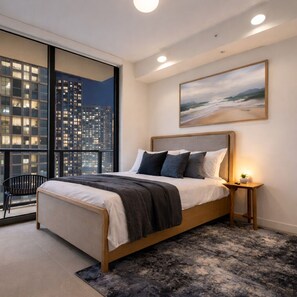 Grand Studio Suite, 1 Queen Bed, Balcony, City View | Living area | 55-inch Smart TV with digital channels, Netflix, foosball - RS Suites - Miami World Center (Miami)