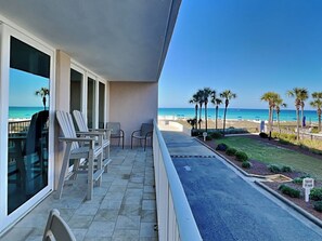 Terrace/patio - Dunes of Panama #103 | Gulf Front + Amenities (Panama City Beach)