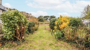 A garden pathway with various plants and shrubs. - East Meets West (Criccieth)
