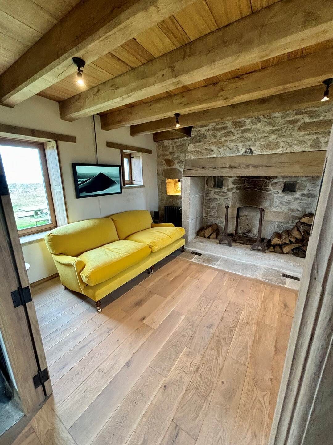 TV, fireplace