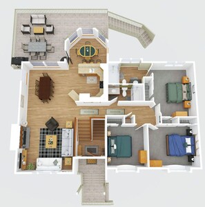 Floor plan - Newly Renovated! ~ Hot Tub ~ Deck ~ SHARC ~ Bikes ~ 3 King Beds (Sunriver)