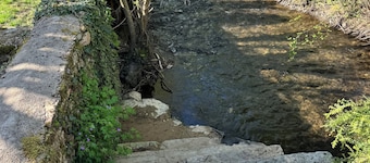 Old mill in the heart of the Mâcon vineyards on the river bank
