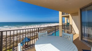 Outdoor dining - Phoenix V 415 | Gulf-Front 2BR Condo w/ Balcony & Resort Amenities (Orange Beach)