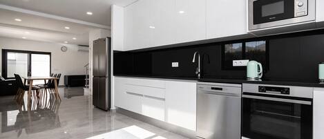 Fridge, microwave, oven, dishwasher