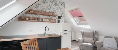Fridge, oven, stovetop, dishwasher