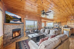 TV, fireplace, video games - Picturesque MTN Escape: Hot Tub, Pool, Game Room! (Sevierville)