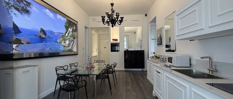 Fridge, microwave, oven, dishwasher