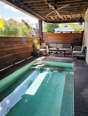 Outdoor pool, a heated pool - Mid City Porch House Getaway + MEGA Suite with 
Private Pool and Private Hot Tub (New Orleans)