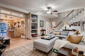 TV, fireplace, offices - Hill Country Retreat | Private Pool | Hot Tub | Sleeps to 12 (Dripping Springs)