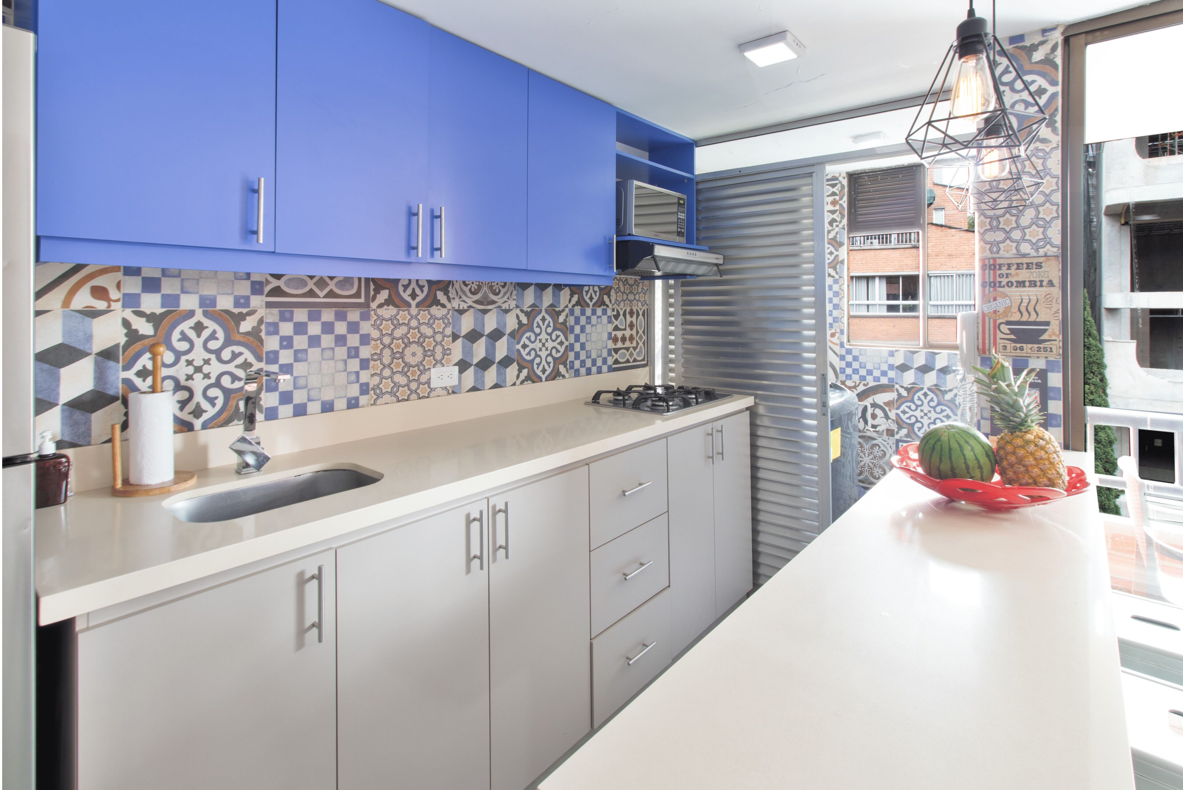 Fridge, microwave, cookware/dishes/utensils
