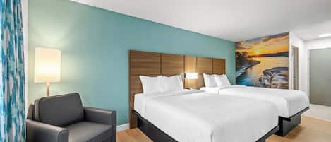 Standard Room, 2 Queen Beds, Non Smoking | Premium bedding, desk, laptop workspace, blackout drapes