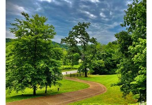 Property grounds - Charming log home with acres of hiking trails (Franklin)