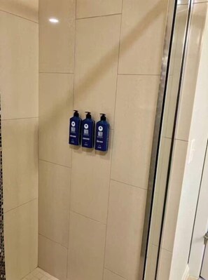 Secador de pelo, toallas, jabón, shampoo
