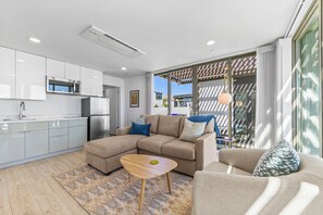 Living area - Desert Skies Modernist Villa w/ Pool, Spa & Casita (Desert Hot Springs)