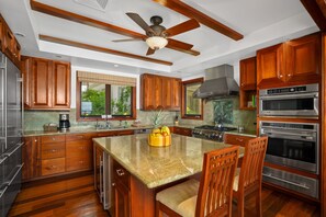 Fridge, microwave, oven, stovetop - Honu Kai Villa 1 by Alekona Kauai: Luxury 3BR Oceanfront home with resort amenities (Koloa)