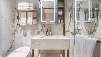 Comfort Twin Room | Bathroom | Shower, hair dryer, towels, soap