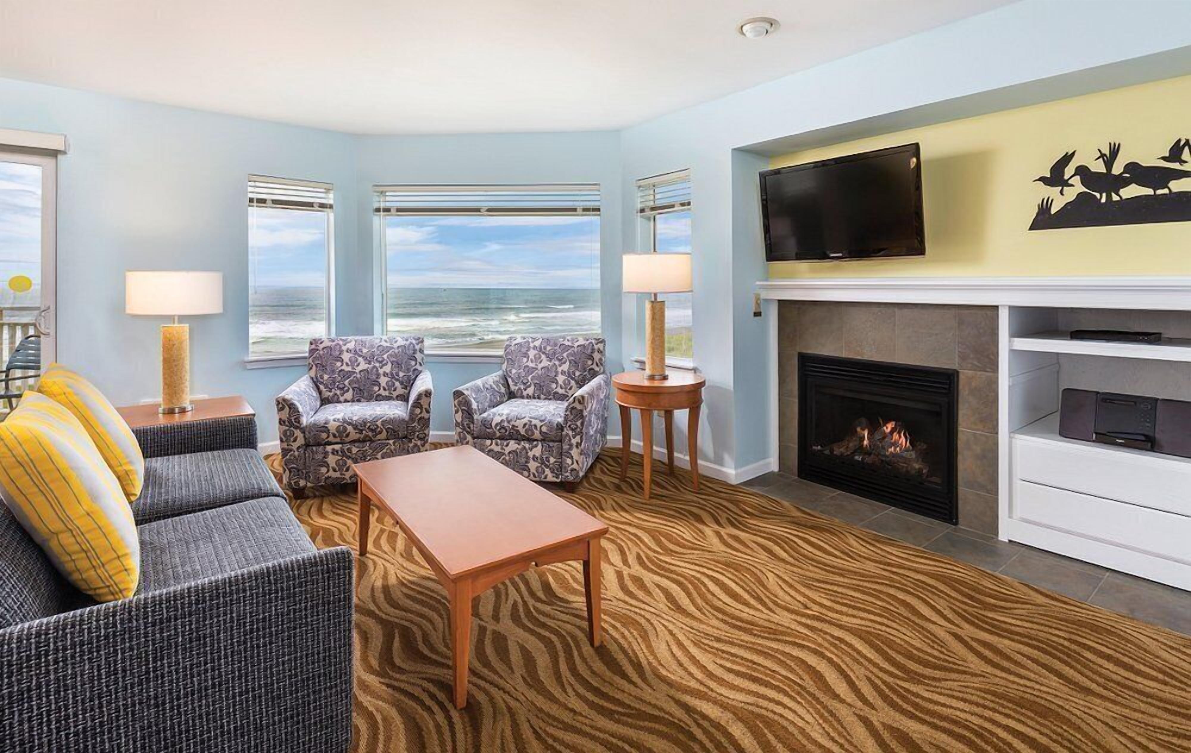 TV, fireplace, DVD player, video library