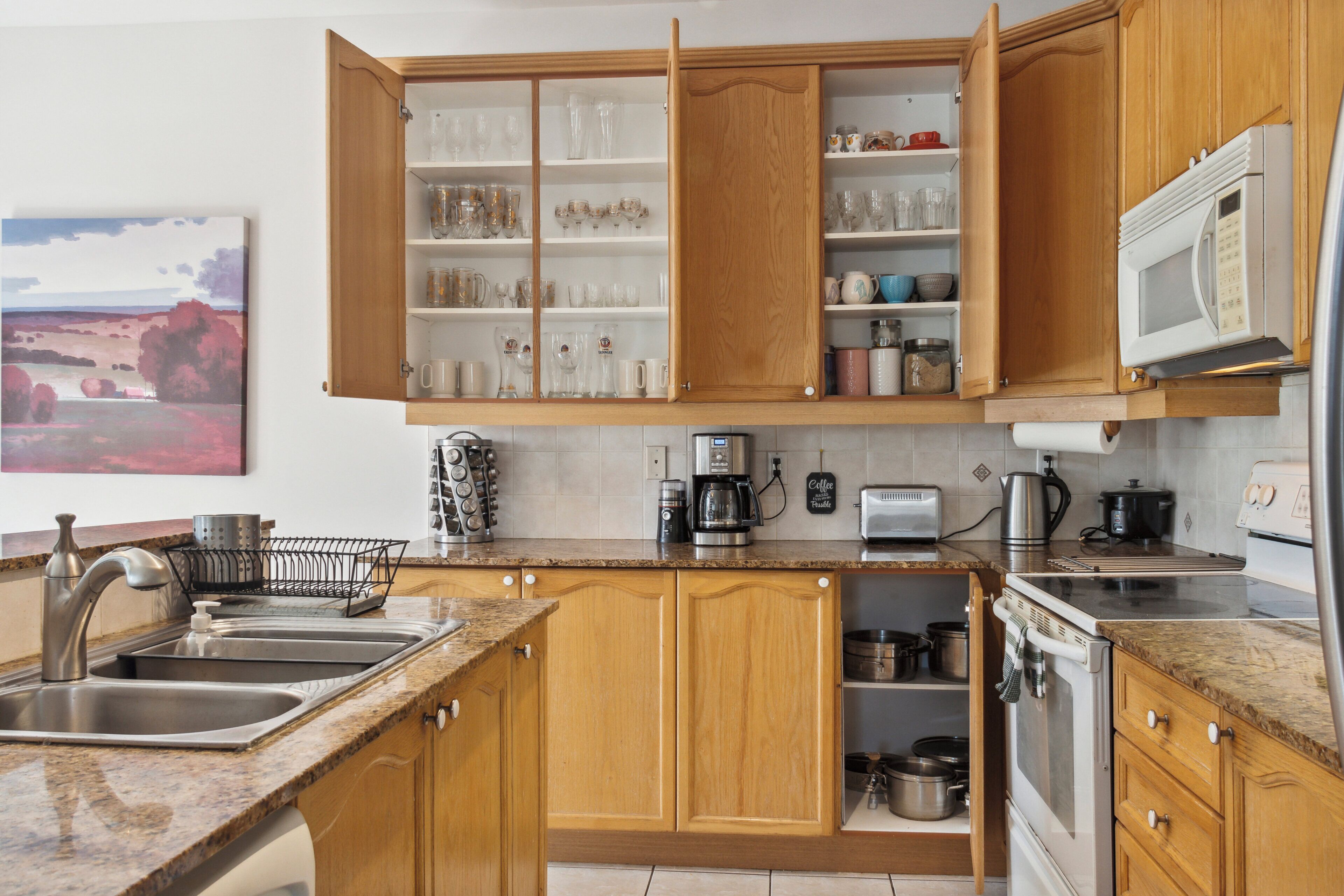 Microwave, oven, stovetop, dishwasher